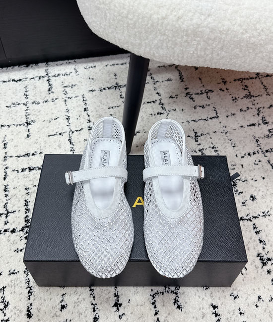 Alaia Rhinestone Mesh Mary Jane Flats Ballet Shoes