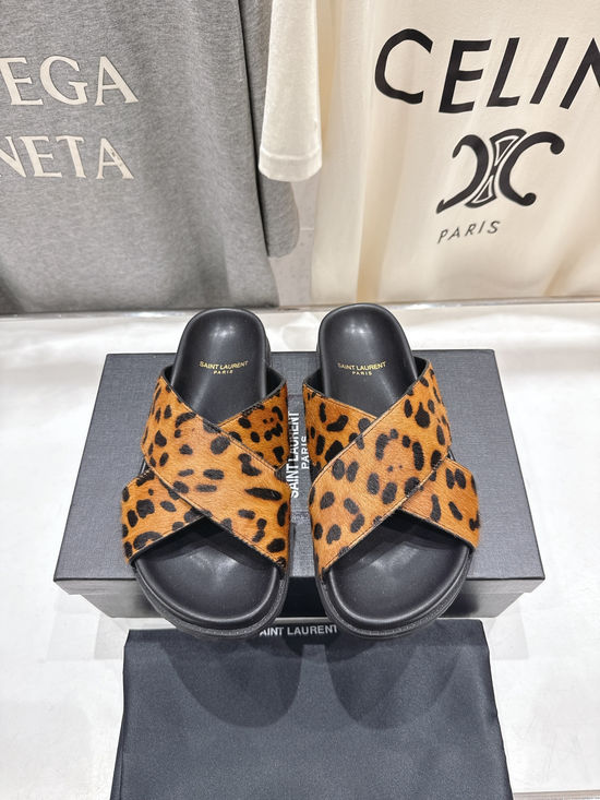 Fendi Cross Strap Slip On Sandals with Decorative Buckle