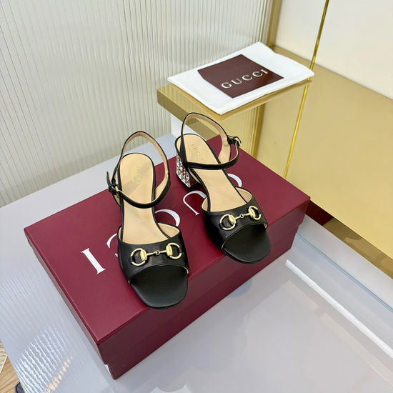 Gucci Mid-heel Horsebit Sandals with Platform Sole