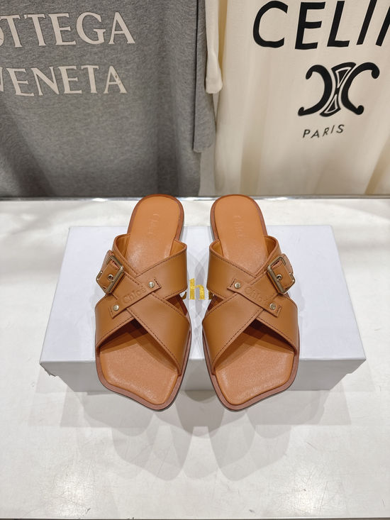 Chloe Cowhide Cross Strap Slides Soft Sheepskin Lined Leather Sole Slippers