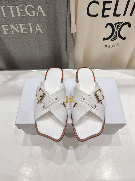 Chloe Cowhide Cross Strap Slides Soft Sheepskin Lined Leather Sole Slippers