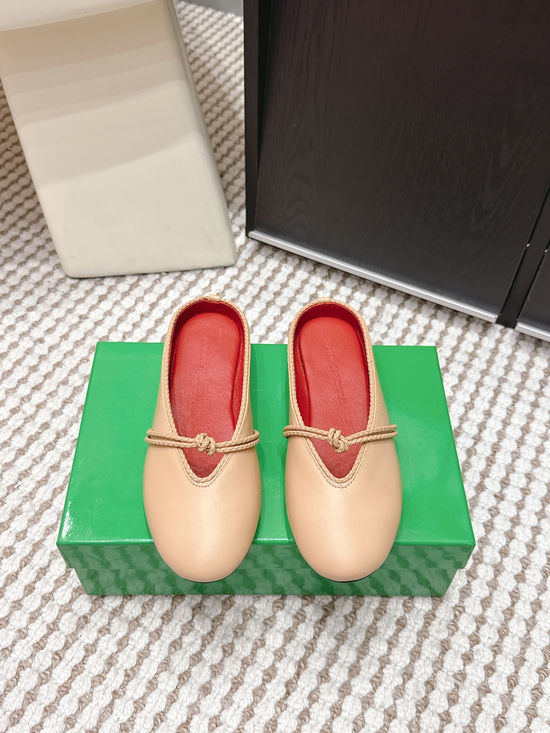 Bottega Veneta Knit Detail Sheepskin Ballet Mule Shoes