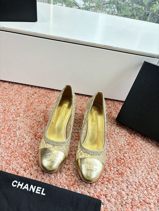 Chanel Sequin Mesh Mary Jane Flats Soft Lining