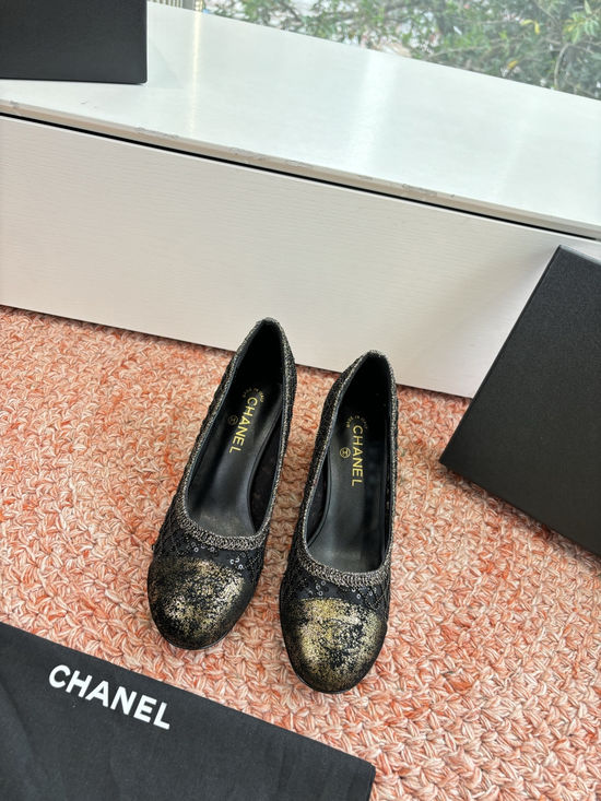 Chanel Sequin Mesh Mary Jane Flats Soft Lining