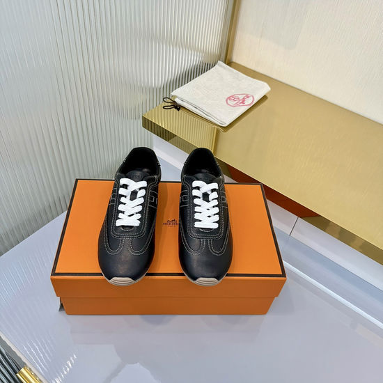 Hermes Classic Retro Fashion Sneakers with Durable Custom Sole