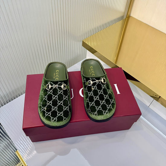 Gucci Horsebit Decor Suede Leather Flat Mule Slippers
