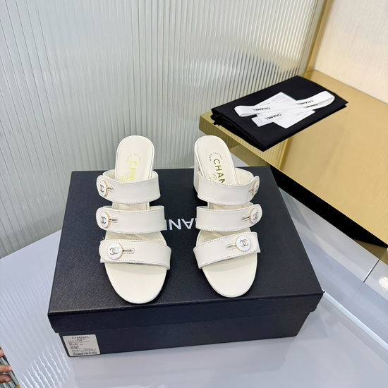 Chanel Classic Embroidered Buckle Slip On Suede Sandals