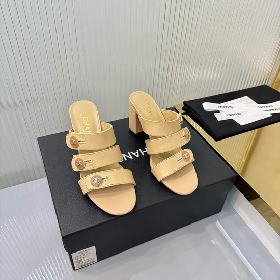 Chanel Classic Embroidered Buckle Slip On Suede Sandals