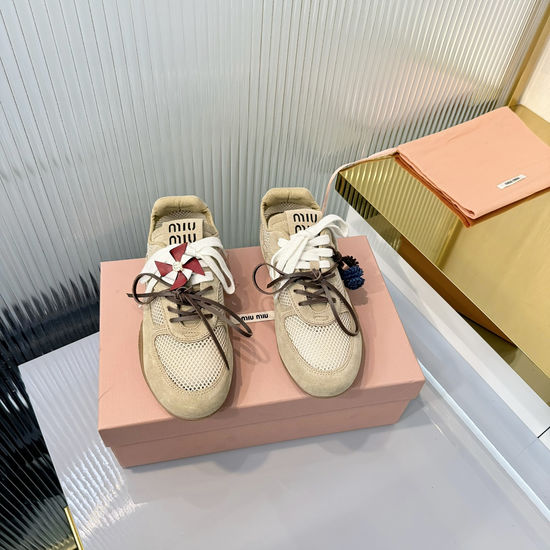 Miu Miu Breathable Mesh Suede Casual Daily Walking Shoes