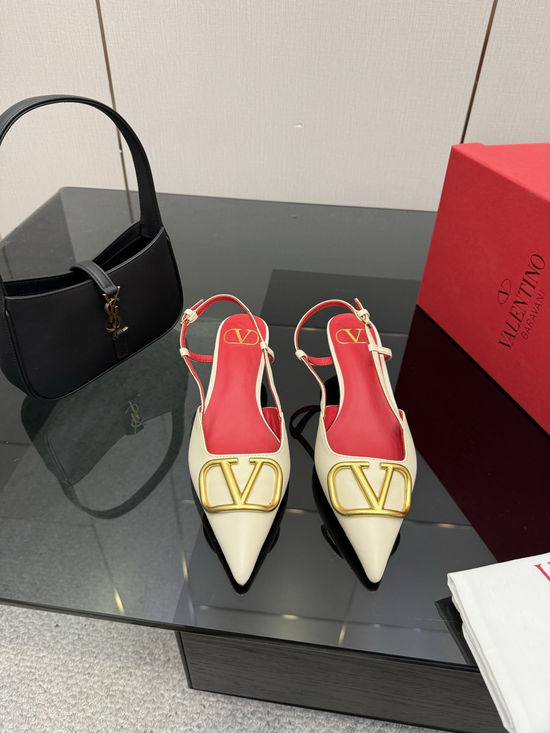 Valentino Bow Decor Low Heel Sandals Soft Sheepskin Insole Comfortable