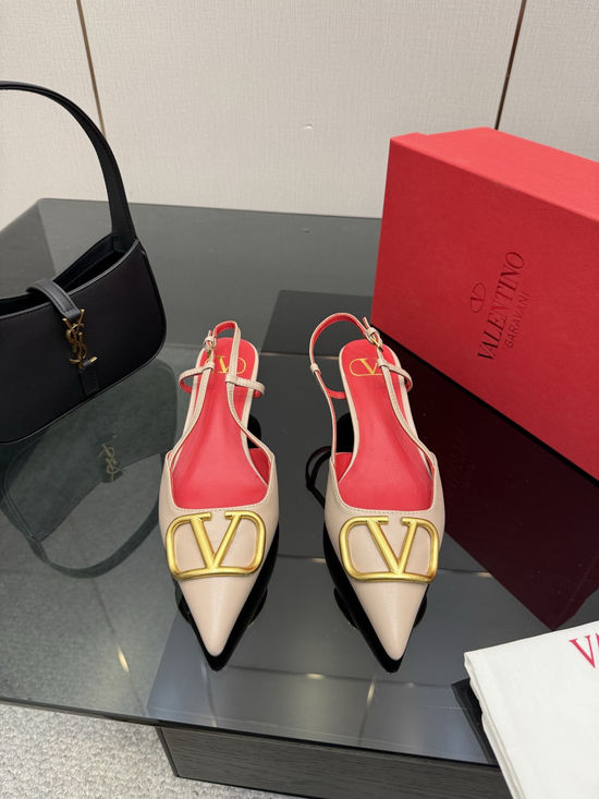Valentino Bow Decor Low Heel Sandals Soft Sheepskin Insole Comfortable