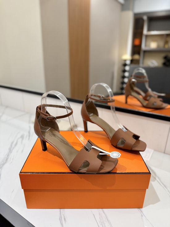 Hermes Classic 6.5cm Premium Leather Comfortable Pumps