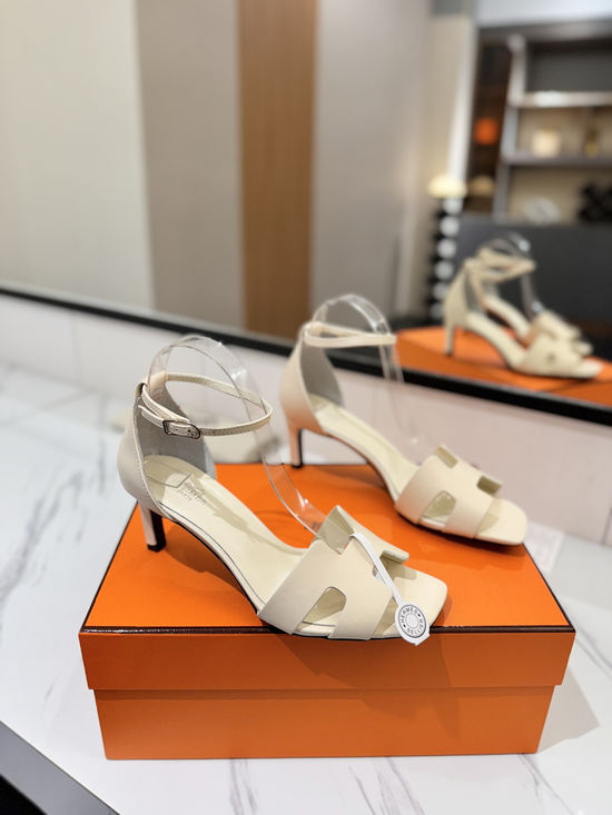 Hermes Classic 6.5cm Premium Leather Comfortable Pumps