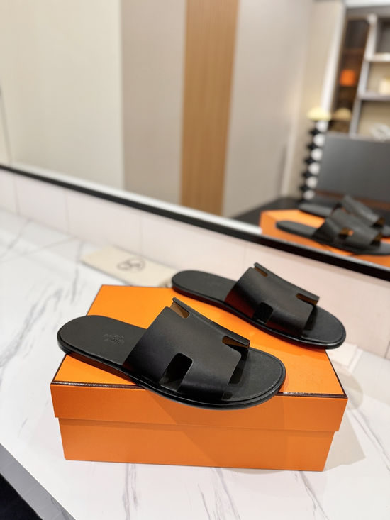 Hermes Classic Premium Leather Comfortable Slide Sandals