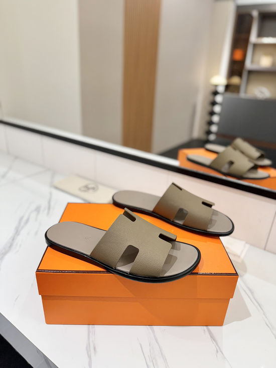 Hermes Classic Epsom Leather Comfortable Slide Sandals