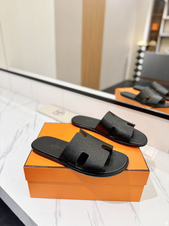 Hermes Classic Epsom Leather Comfortable Slide Sandals