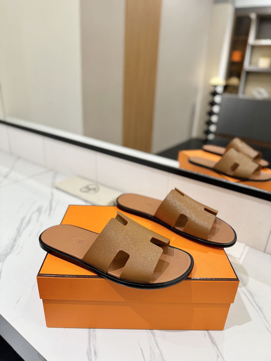 Hermes Classic Epsom Leather Comfortable Slide Sandals