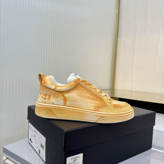 Chanel Thick Sole Graffiti Pattern Casual Leather Sneakers