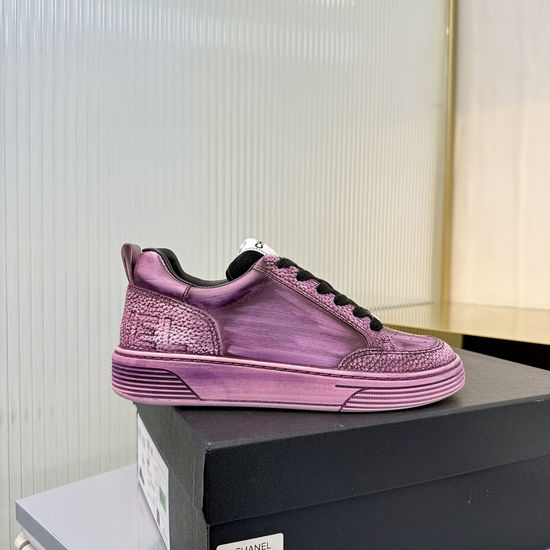 Chanel Thick Sole Graffiti Pattern Casual Leather Sneakers