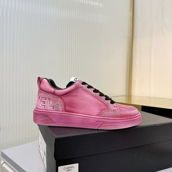 Chanel Thick Sole Graffiti Pattern Casual Leather Sneakers
