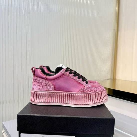Chanel Thick Sole Graffiti Pattern Casual Leather Sneakers