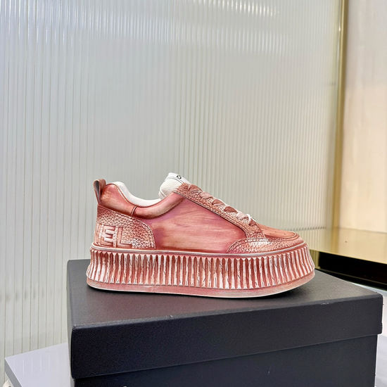 Chanel Thick Sole Graffiti Pattern Casual Leather Sneakers