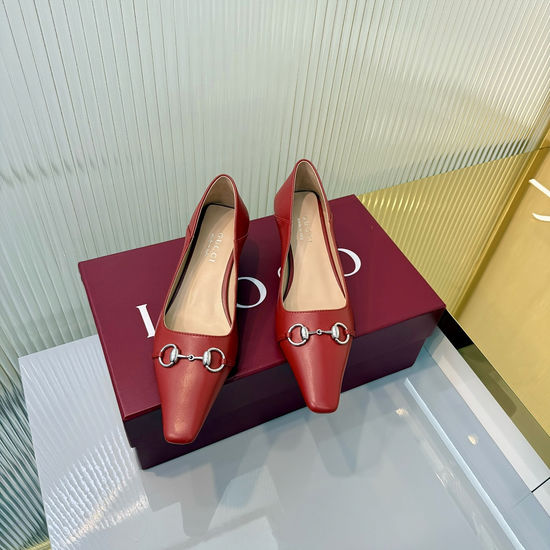 Gucci Block Heel Leather Shoes Square Toe Metal Accent