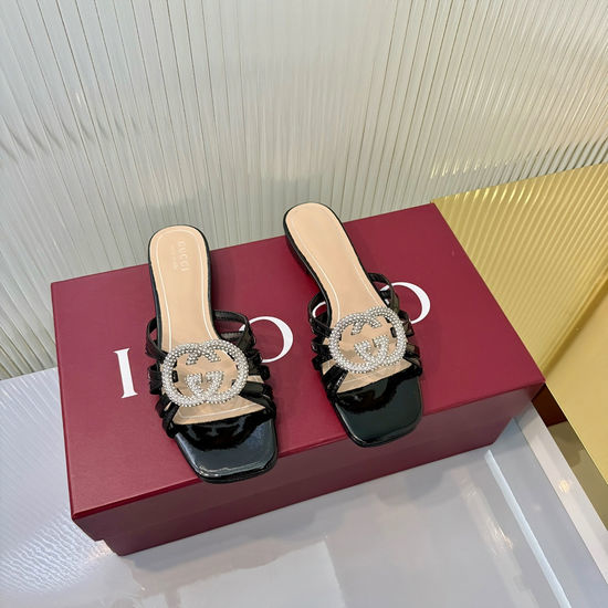 Gucci Soft Leather Flat Foldable Heel Slide Sandals