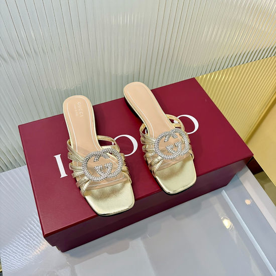 Gucci Soft Leather Flat Foldable Heel Slide Sandals