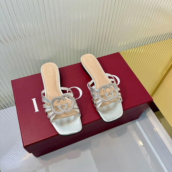 Gucci Soft Leather Flat Foldable Heel Slide Sandals
