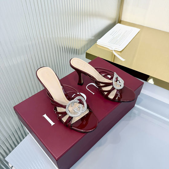 Gucci Soft Leather Foldable Heel Slide Sandals Metal Accent