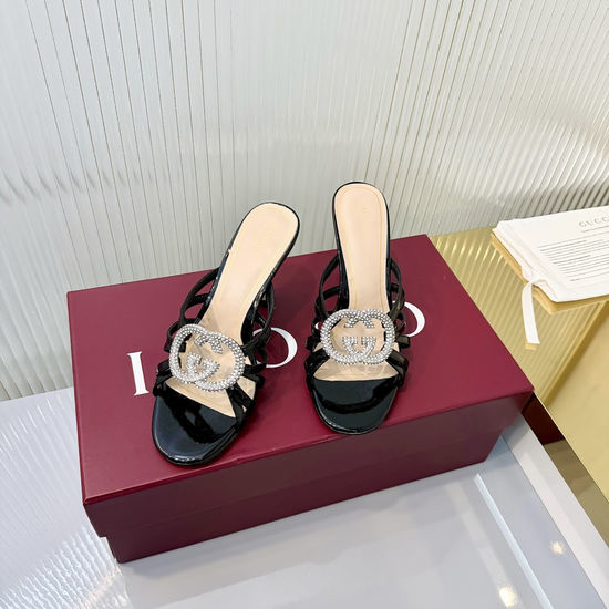 Gucci Soft Leather Foldable Heel Slide Sandals Metal Accent