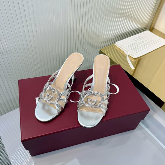 Gucci Soft Leather Foldable Heel Slide Sandals Metal Accent