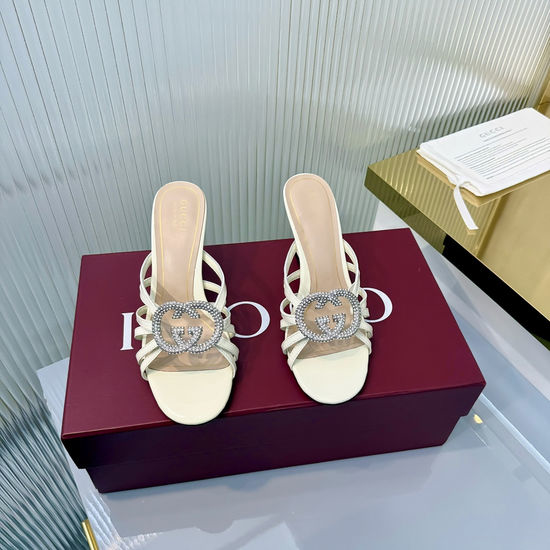 Gucci Soft Leather Foldable Heel Slide Sandals Metal Accent
