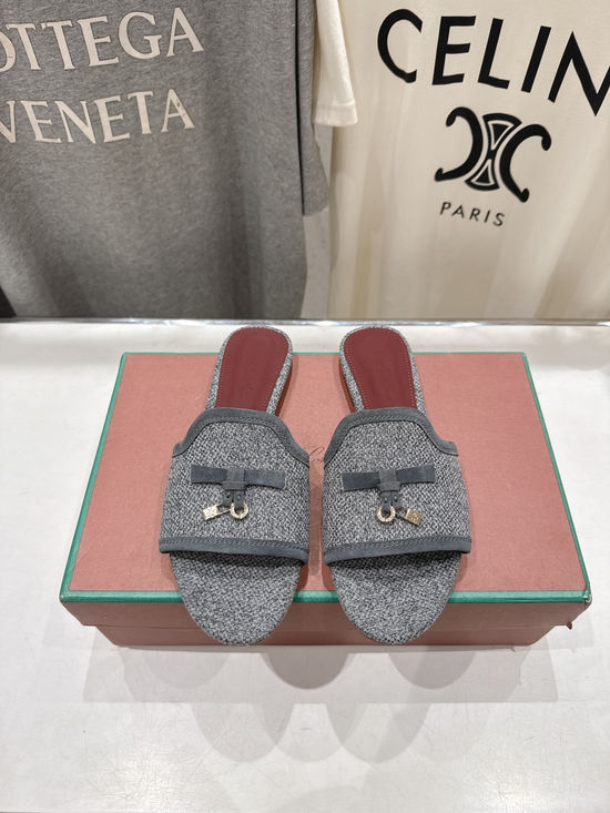 Loro Piana Minimalist Linen Flat Slippers Premium Soft Sole