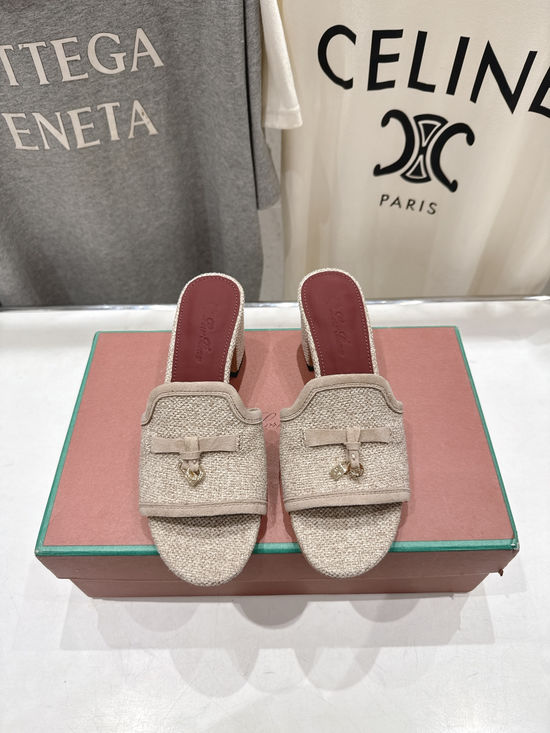 Loro Piana Minimalist Linen Flat Slippers Soft Silk Insole