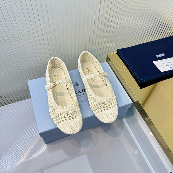 Prada Hand Woven Flats With Soft Leather Lining