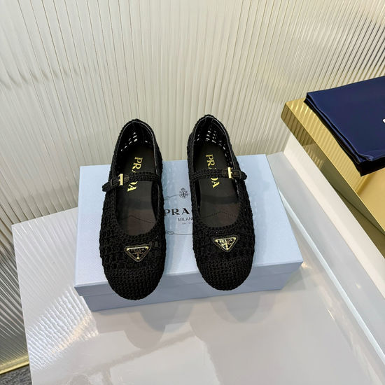 Prada Hand Woven Flats With Soft Leather Lining