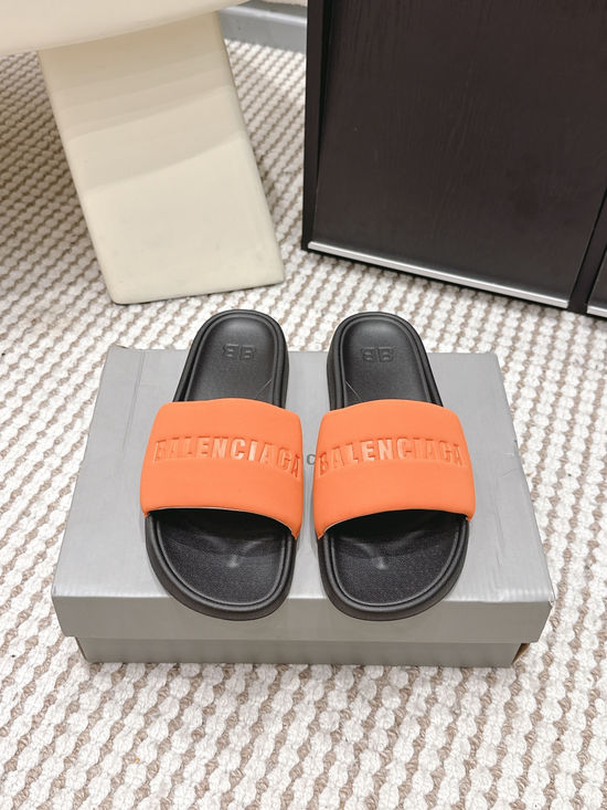 Balenciaga Black Fabric Upper White Sole Comfortable Daily Slides