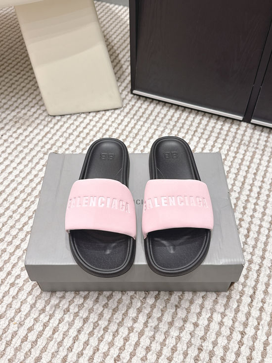 Balenciaga Rubber Sole Soft Fabric Upper Casual Slip-on Slides