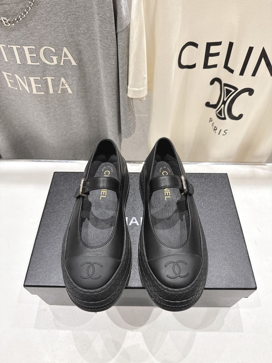 Chanel Chunky Sole Round Toe Leather Mary Jane Shoes