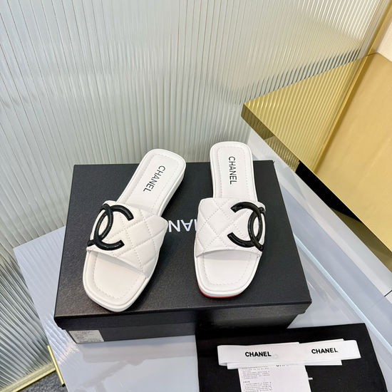 Chanel Classic Embroidered Square Toe Platform Slide Sandals
