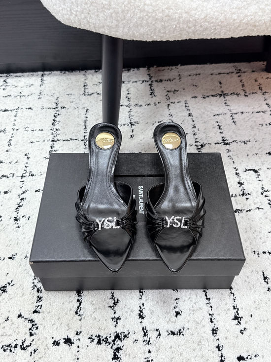 Yves Saint Laurent Square Toe Lace Up High Heel Sandals Premium Leather Shoes
