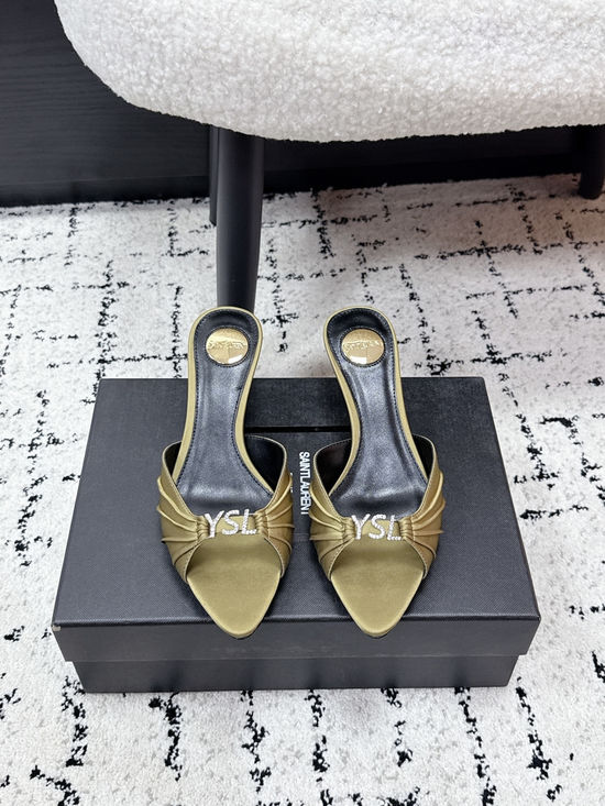Yves Saint Laurent Square Toe Lace Up High Heel Sandals Premium Leather Shoes