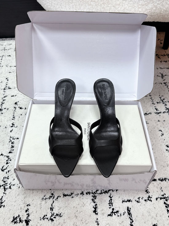 Yves Saint Laurent Pointed Toe Thin Strap High Heel Mules