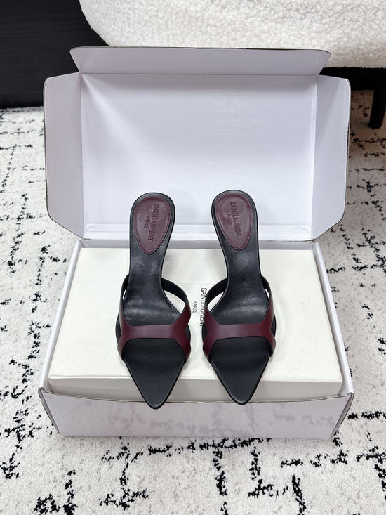 Yves Saint Laurent Pointed Toe Thin Strap High Heel Mules