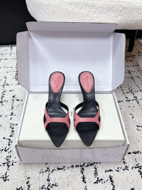 Yves Saint Laurent Pointed Toe Thin Strap High Heel Mules