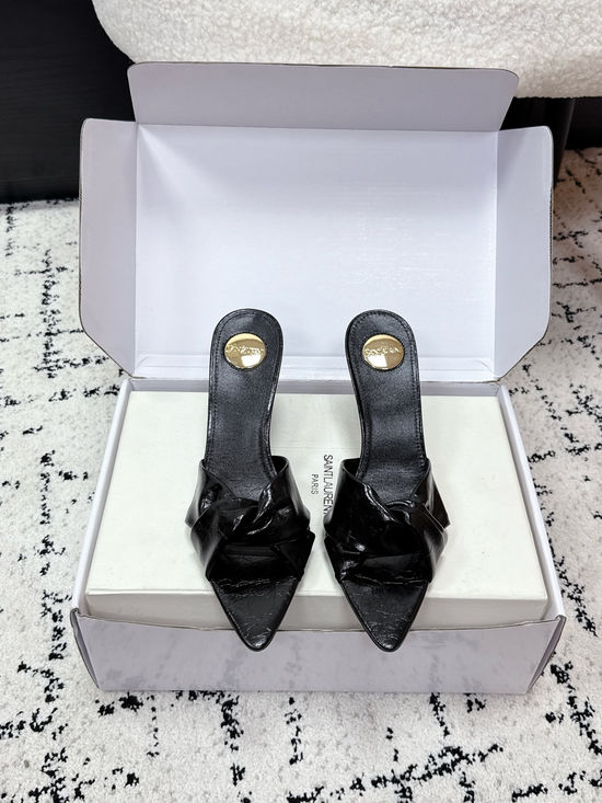 Yves Saint Laurent Pointed Toe Knotted Stiletto Mule Shoes