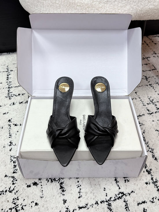 Yves Saint Laurent Pointed Toe Knotted Stiletto Mule Shoes