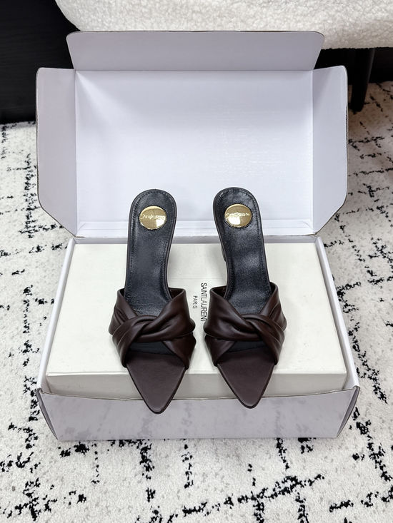 Yves Saint Laurent Pointed Toe Knotted Stiletto Mule Shoes